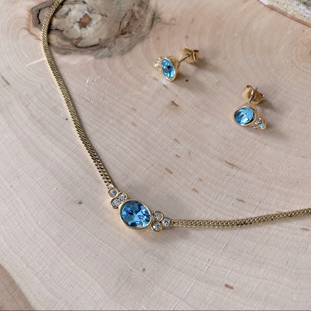 VTG- 1985 “Royal Stones” Sapphire and Clear Crystal Parure Set